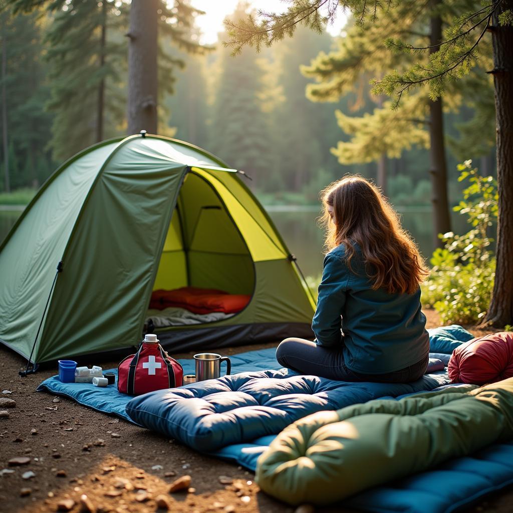 Virgo Enjoying a Perfectly Organized Camping Trip