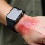 Red, itchy rash on wrist from watch allergy