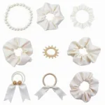 White Hair Ties in Various Styles and Materials