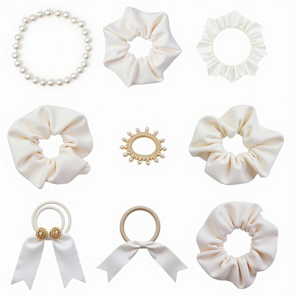 White Hair Ties in Various Styles and Materials