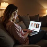 Woman Confidently Shopping Online