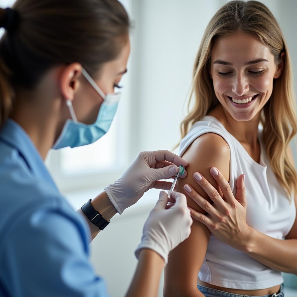 Woman Receiving a Flu Shot