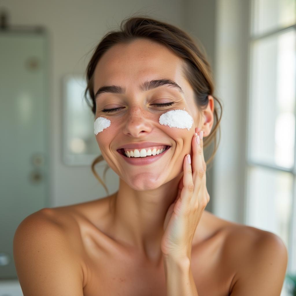 Woman Washing Face with Mexican Facial Soap