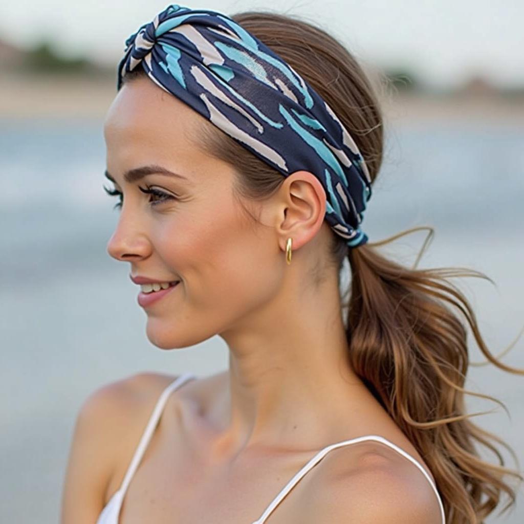 Woman Wearing a Silk Wrap Cap