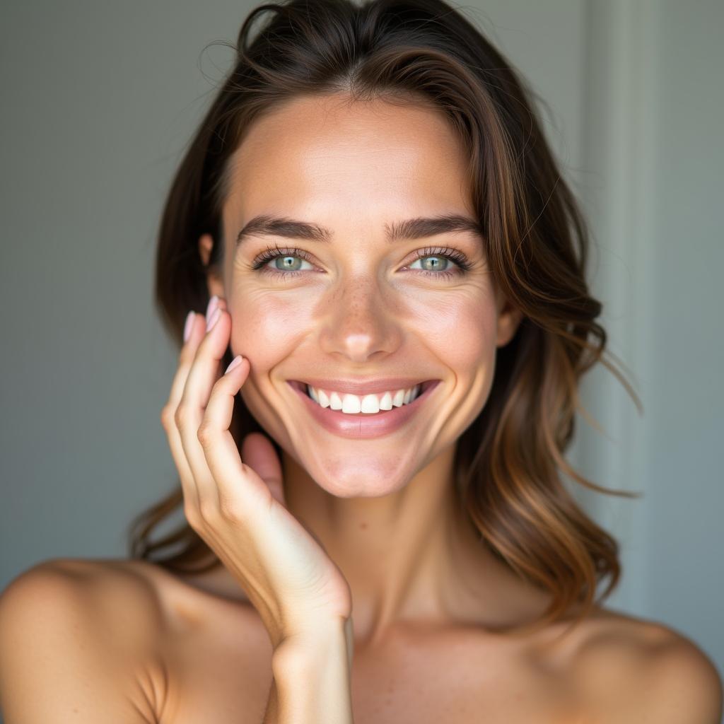 Woman with Glowing Skin After Using Serum