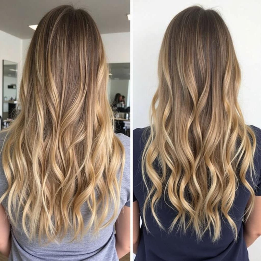 A woman with long, voluminous hair achieved through hair fillers extensions.