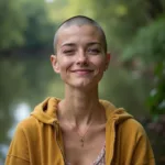 Woman with Shaved Head Smiling