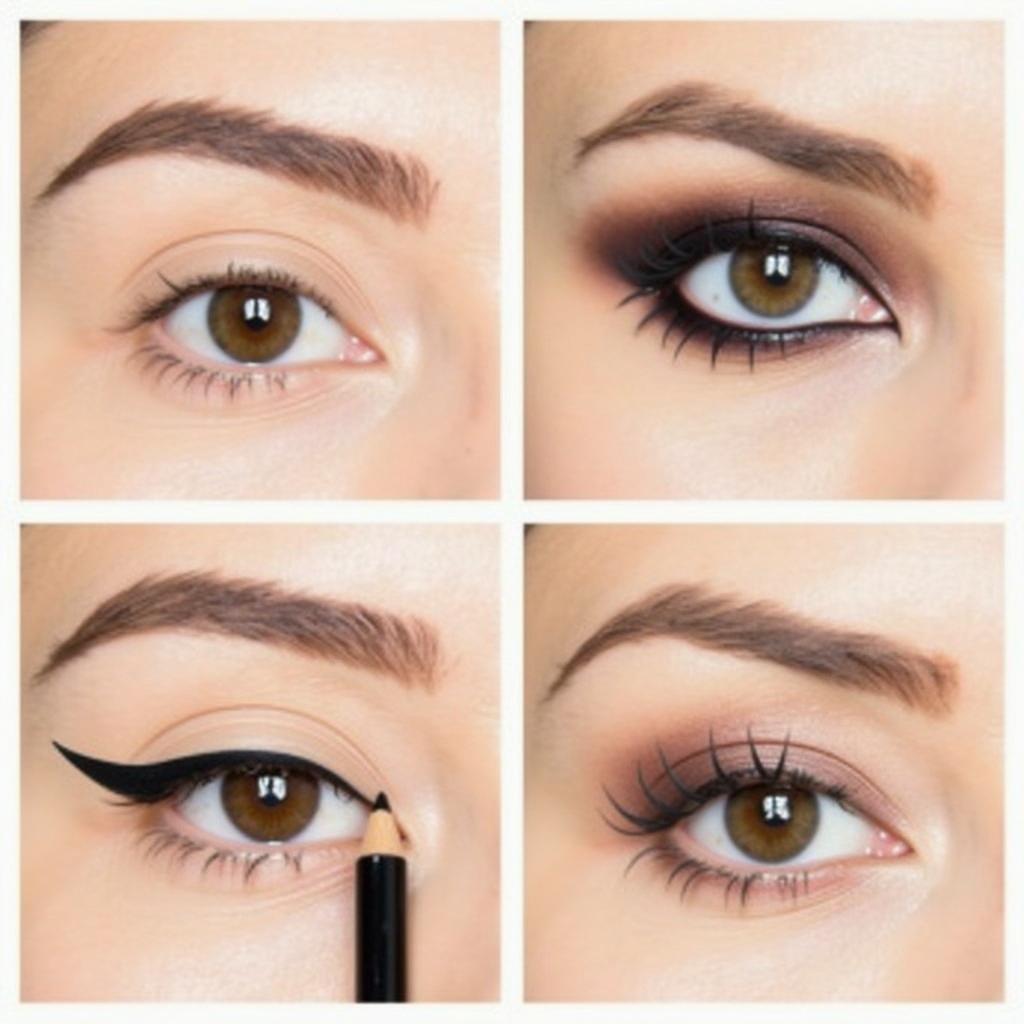 Different eyeliner techniques using a wood pencil