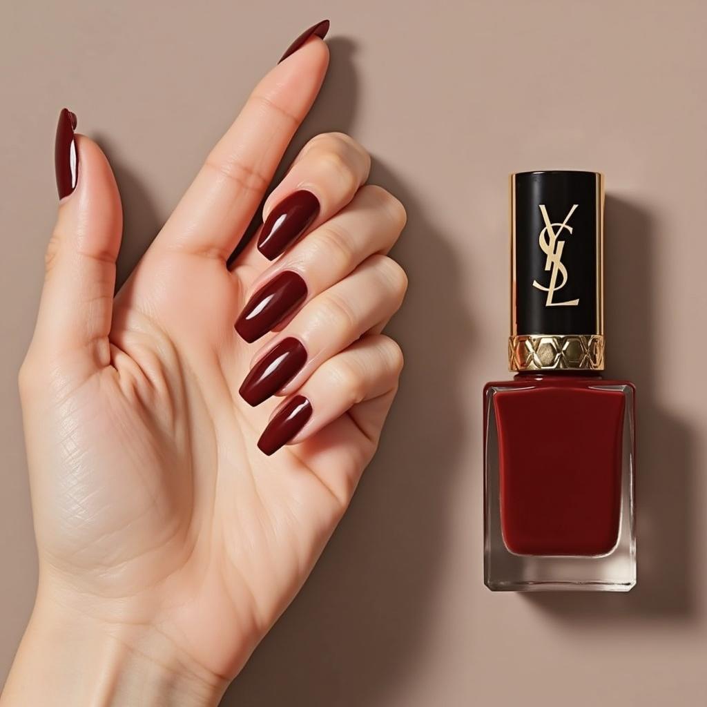 YSL Burnt Suede Nail Polish on Hand